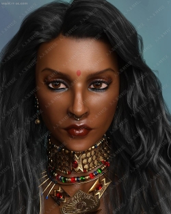 印第安女性异域风情纹身多组妆容指甲3D模型