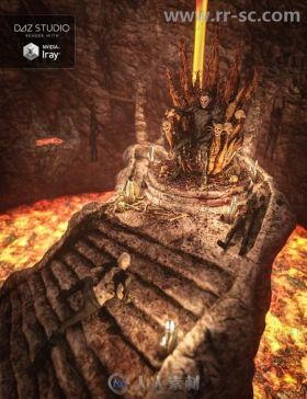 地狱之王的火焰深渊洞场景和被折磨的人3D模型合辑