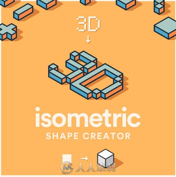 3D矩形文字图像处理特效PS动作GraphicRiver - 3D Isometric Shape Creator