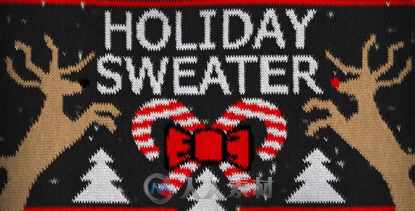 圣诞节毛衣样式问候动画短片AE模板 Videohive Holiday Sweater 9529076