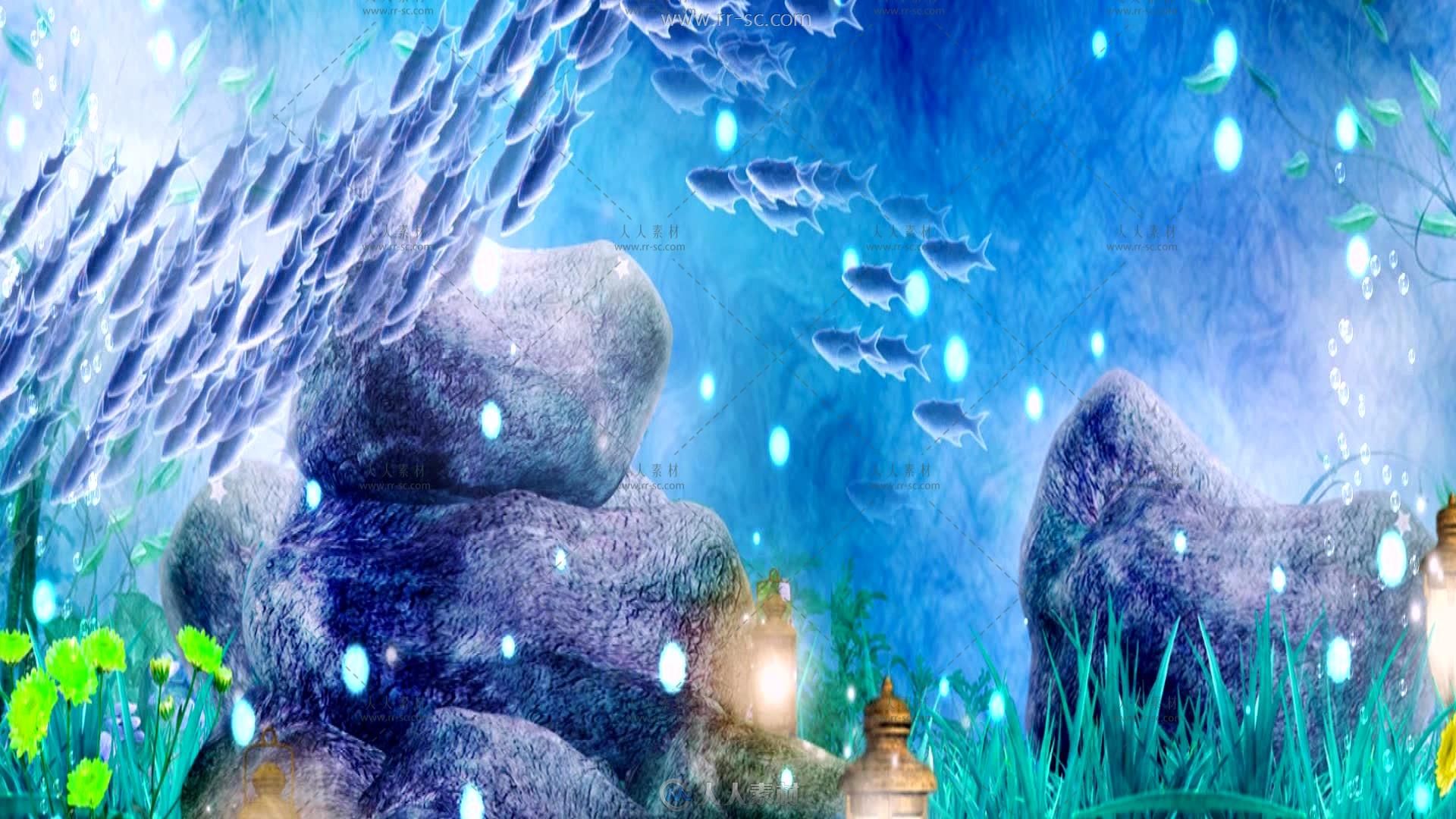 蓝色植物海洋舞台背景视频素材