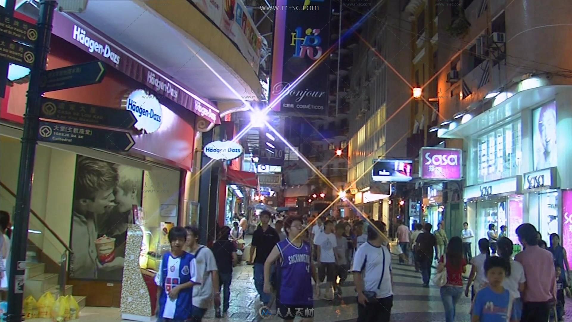 澳门夜晚城市景色高清实拍视频素材
