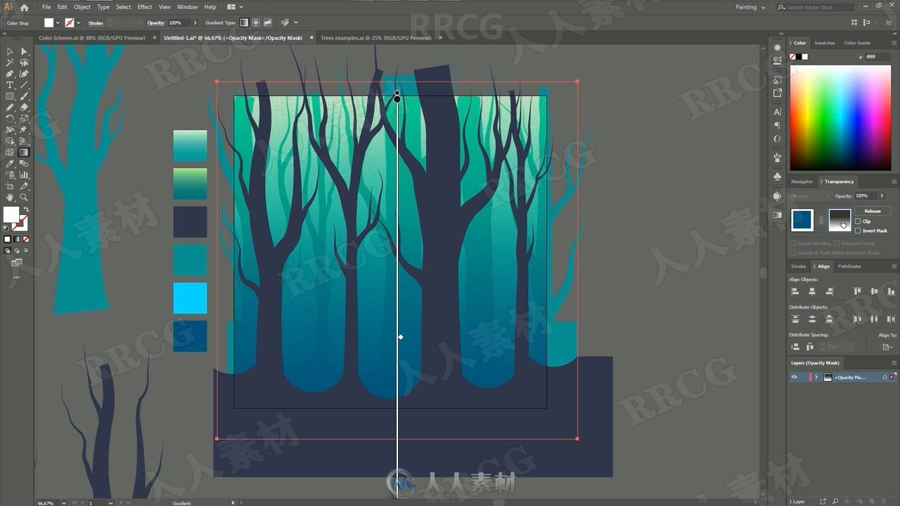 Illustrator制作梦幻剪影森林插图视频教程