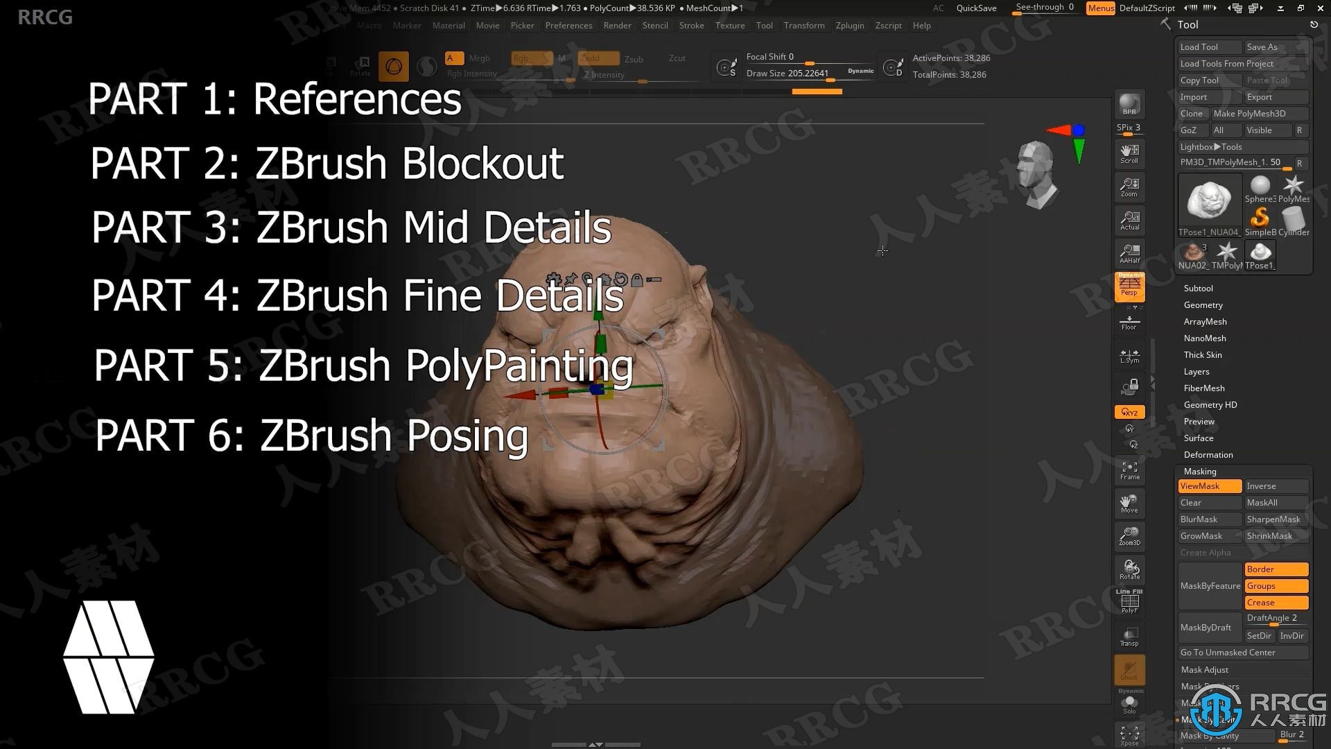 Zbrush巨魔半身像雕刻完整实例制作视频教程