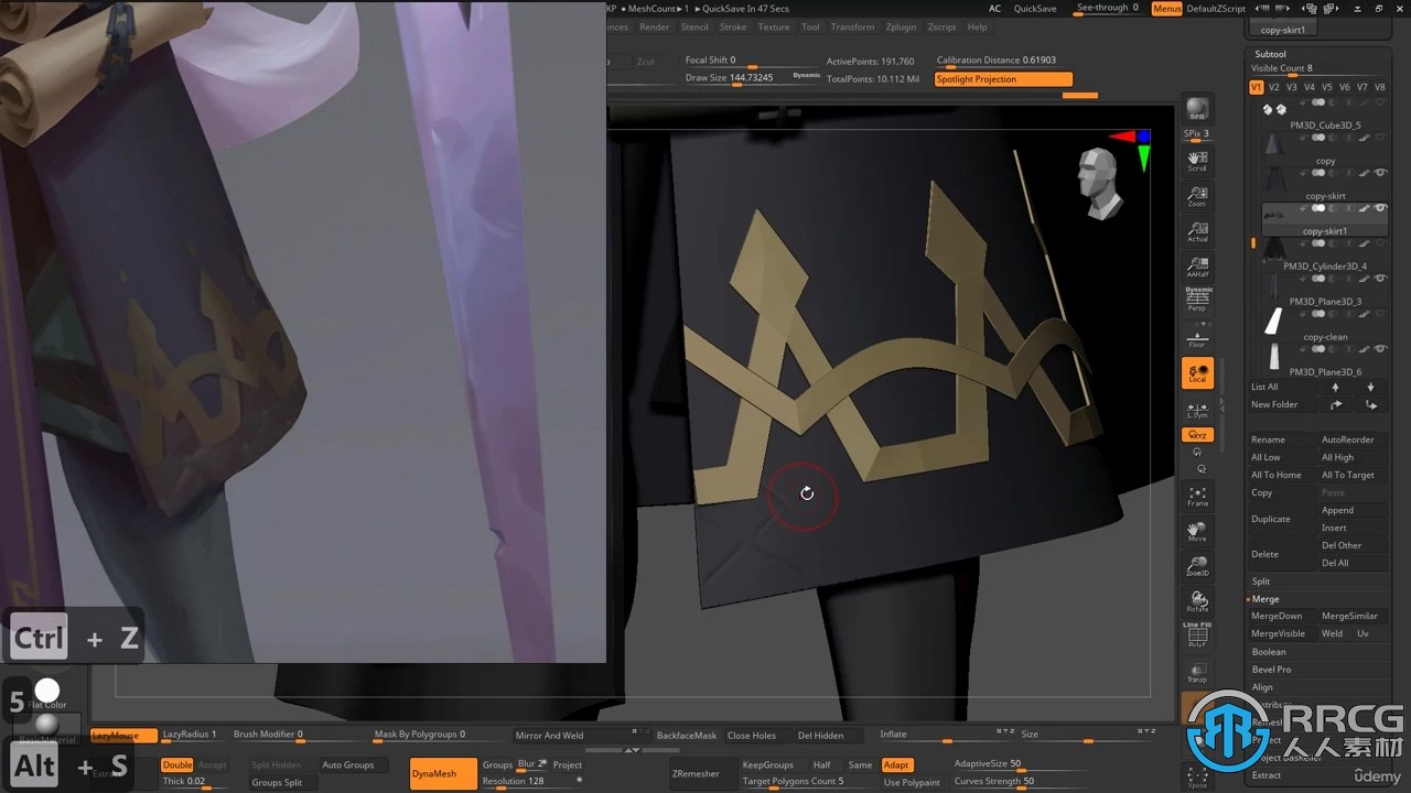 Zbrush风格化游戏女剑士雕刻制作视频教程