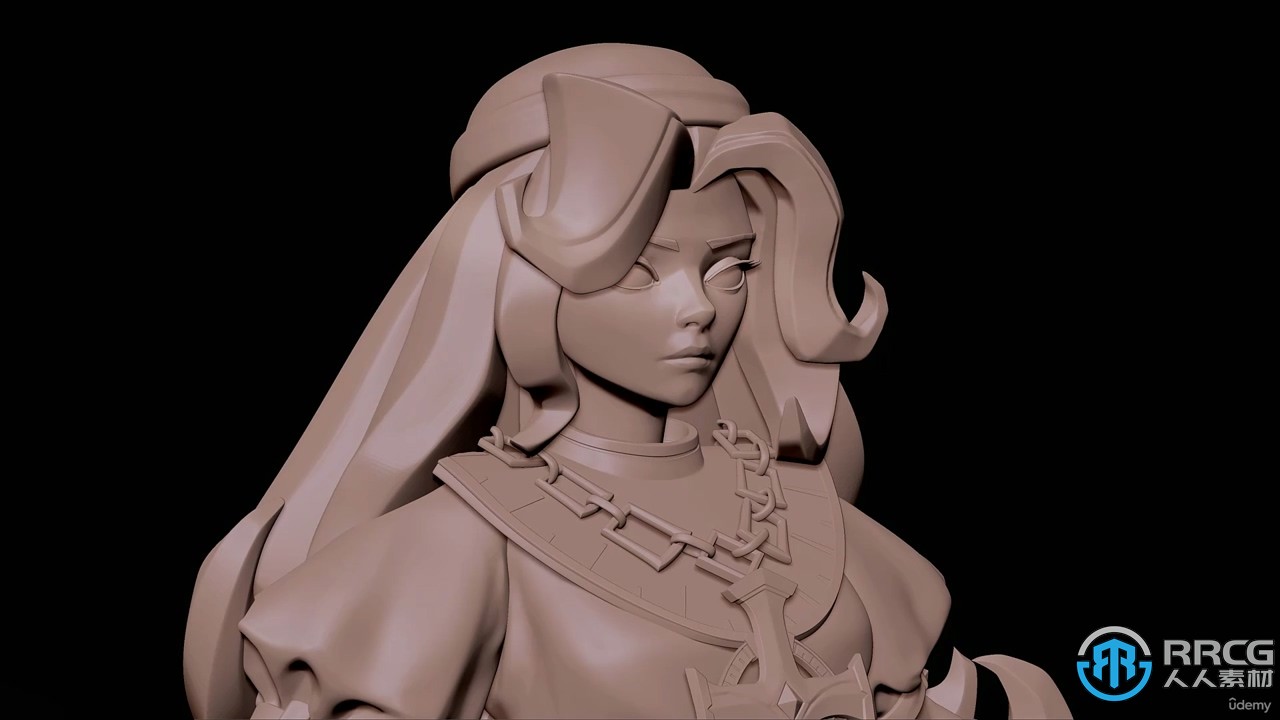 Zbrush风格化游戏女剑士雕刻制作视频教程
