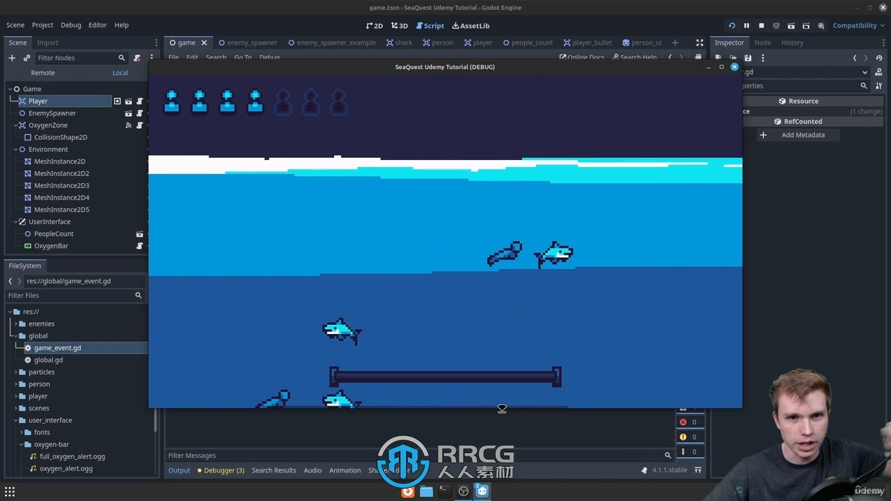 Godot 4重制版复古游戏海洋探险实例制作视频教程