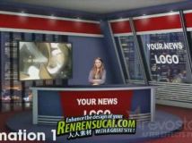 《虚拟新闻工作室 AE包装模板》Revostock Virtual News Studio Set 3D 115835