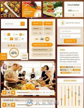 食品展示网页设计PSD模板Food-UI-Kit