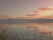 夕阳下的湖面大景高清实拍视频素材