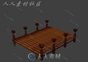 简单的小木桥3D场景模型