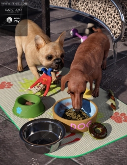 多种材质颜色狗粮碗玩具狗垫3D模型