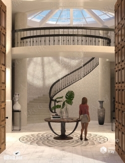 豪华双层别墅楼梯入口处3D模型合集