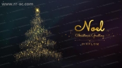 温馨精美金色粒子演变圣诞树标题动画AE模版