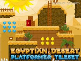 埃及沙漠主题矢量平台游戏2D贴图和材质Unity游戏素材资源