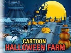 恐怖的万圣节卡通农场环境3D模型Unity游戏素材资源