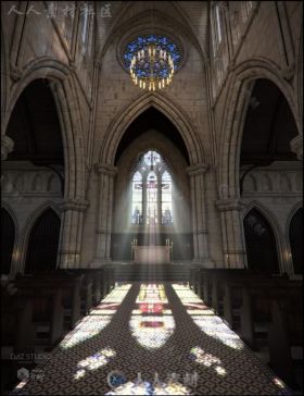 古老的教堂场景现实照明效果合辑