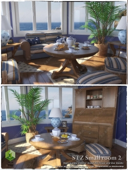 舒适海景房餐桌家具陈设及人物3D模型