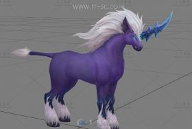 紫色蓝眼独角兽3D模型