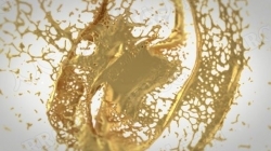 金色液体迸溅效果LOGO动画演绎AE模板