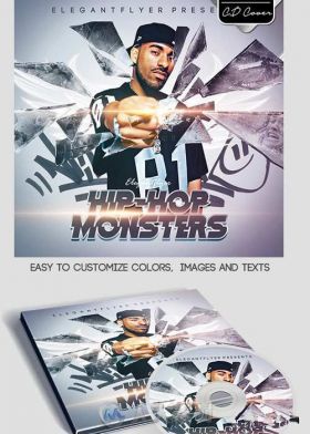 说唱风格CD封面展示PSD模板Hip-Hop_Monsters