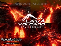 逼真形象火红色熔岩与火山环境Unity游戏素材资源