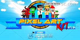 二维像素游戏卡通漫画人物角色场景创建工具AE模板 Videohive Pixel Art Kit V1...