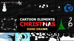 冬季温暖卡通圣诞元素动画过渡特效AE模版