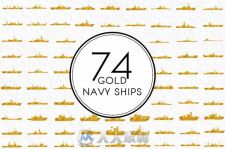 74款金色舰船图标平面素材Gold Navy Ships