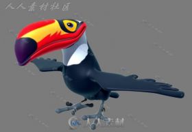 Q版可爱卡通大嘴鸟3D模型