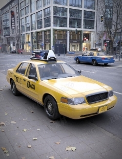 现代标志性出租车交通工具3D模型合集