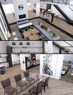 现代简洁干净客厅室内设计3D模型合集
