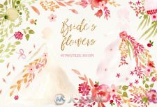 新娘装饰水彩花平面素材Bride's Flowers