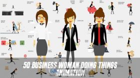 现代商务女士动态卡通运动动画展示幻灯片AE模板Videohive Business Woman Doing T...