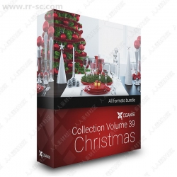 30组圣诞树圣诞花环餐桌等装饰3D模型合集 GAxis第39季