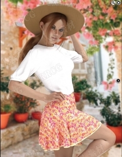 波西米亚风格夏季漂流出游休闲女性分体半身裙套装3D模型合集