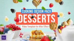现代甜品美食设计电视烹饪节目视频包装AE模板Videohive Cooking Design Pack - De...