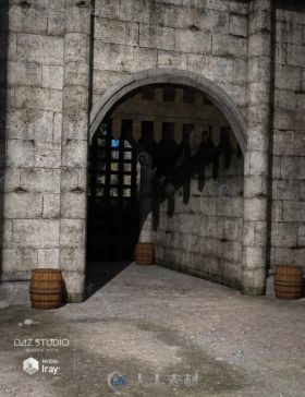 幻想中世纪城堡后门场景3D模型合辑
