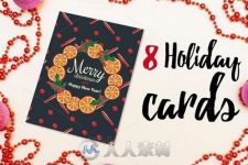 8种假日卡片和3种图案8 holiday cards with 3 patterns