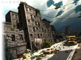 末日后的城镇场景环境3D模型Unity游戏素材资源