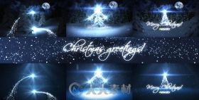 夜晚神奇粒子魔法圣诞节问候开场AE模板 Videohive Christmas Greetings v6