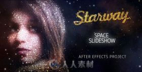 梦幻太空美丽繁星粒子组合照片显示幻灯片AE模板Videohive StarWay Space Slidesho...