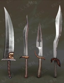 不同种类形状刀剑幻想武器道具3D模型合集