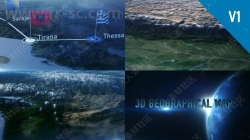 震撼3D地球表面地图演示动画AE模板