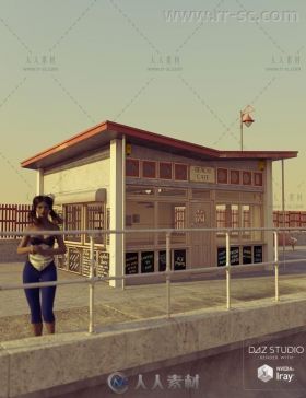 海滩咖啡馆建筑工具包环境3D模型合辑