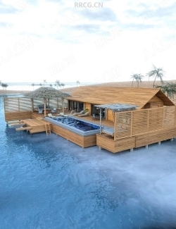 沿海风格海滨别墅室内设计室外场景3D模型合集