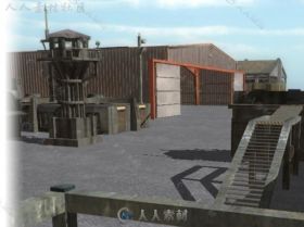 陈旧的低聚军事基地环境3D模型Unity游戏素材资源