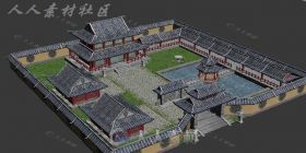 古典精致的中国小园子3D场景模型