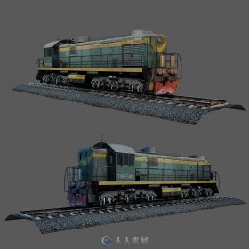 老式蒸汽火车车头3D模型