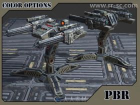 超精细炮塔远程武器道具3D模型Unity游戏素材资源